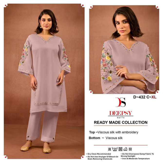 Deepsy D 432 Embroidery Viscose Silk Pakistani Kurti With Bottom Wholesale Shop In Surat